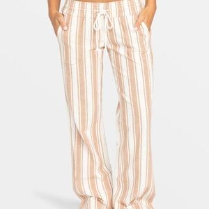 Roxy NWT Oceanside YD Pants Camel Sandy Stripe- Small
